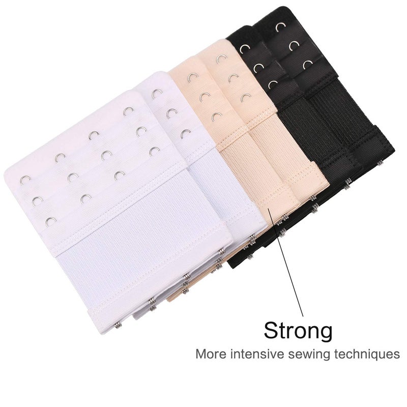 Akstore 6 Pieces Women's Soft Comfortable Elastic Bra Extenders Strap 4 Hook 3 Row Lady's Bra Extender Band (Multicolors) - Image 5